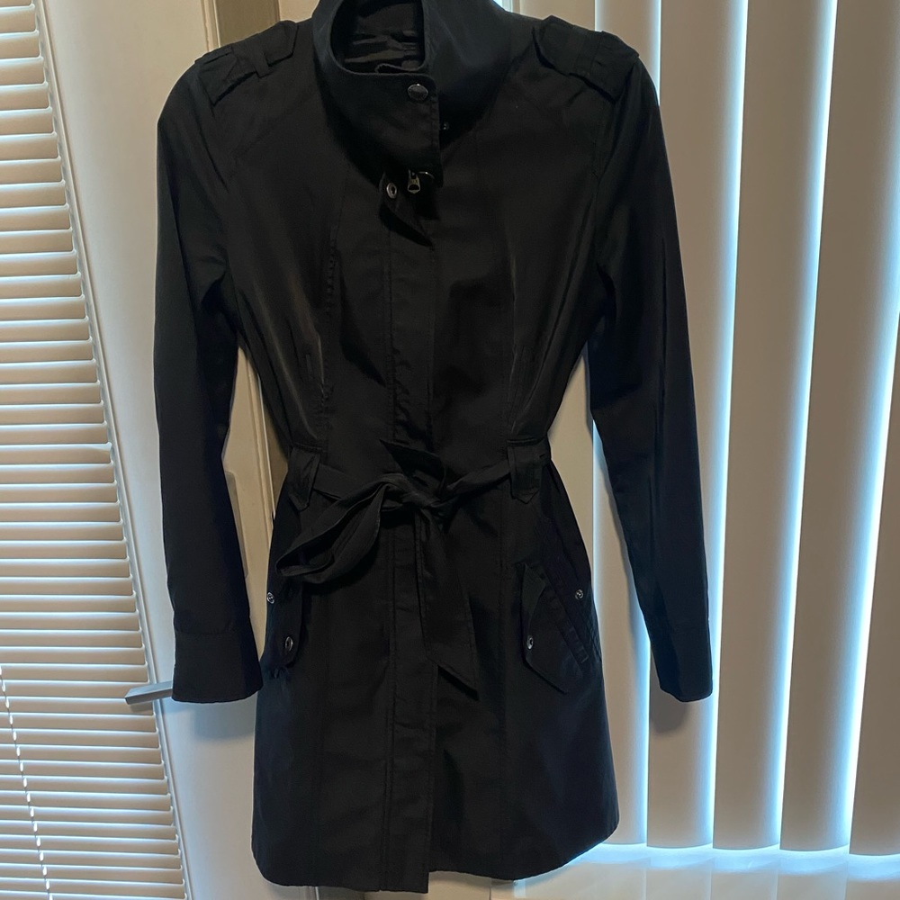 Armani exchange high collar tie waist jacket.